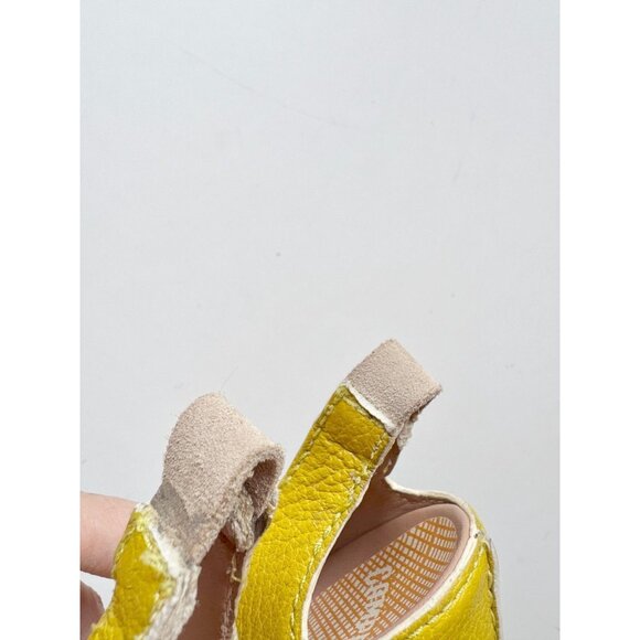 CAMPER Yellow Pebbled Leather Slingback Peep Toe Wedge Sandals, Size 35 - Picture 10 of 16